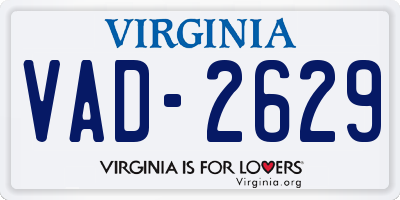 VA license plate VAD2629