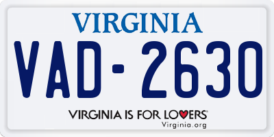 VA license plate VAD2630