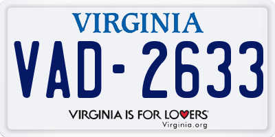 VA license plate VAD2633