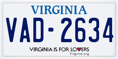VA license plate VAD2634