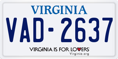VA license plate VAD2637