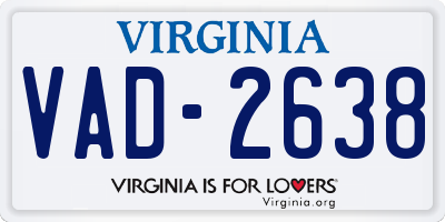 VA license plate VAD2638