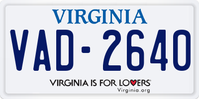 VA license plate VAD2640