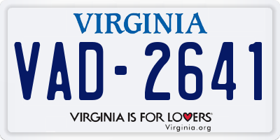 VA license plate VAD2641