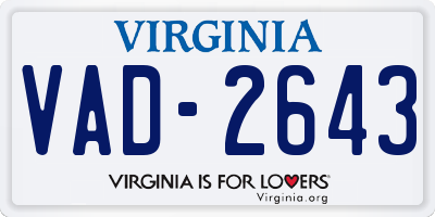 VA license plate VAD2643