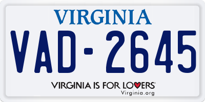 VA license plate VAD2645