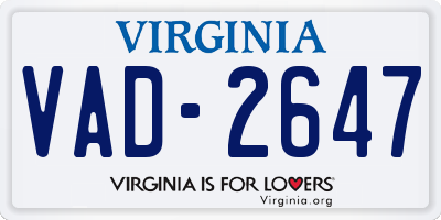 VA license plate VAD2647