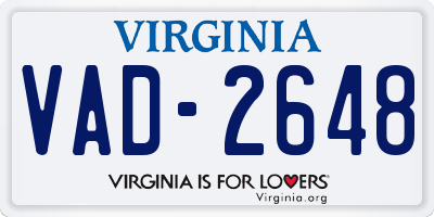 VA license plate VAD2648