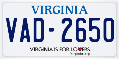VA license plate VAD2650