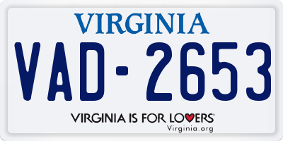 VA license plate VAD2653