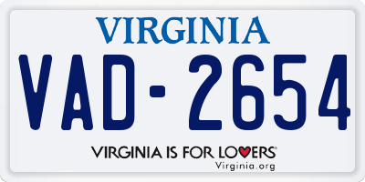 VA license plate VAD2654