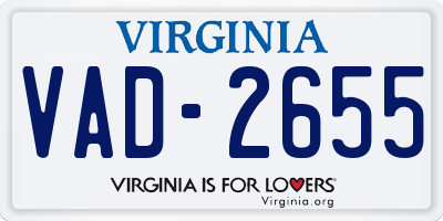 VA license plate VAD2655