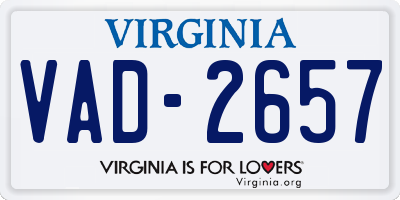 VA license plate VAD2657