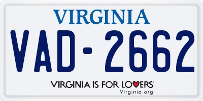 VA license plate VAD2662