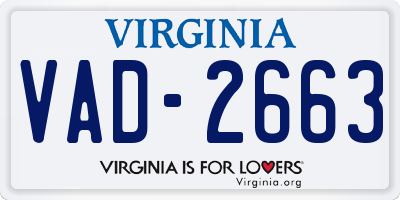 VA license plate VAD2663