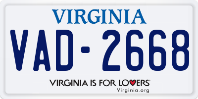 VA license plate VAD2668