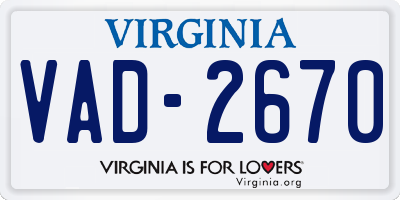 VA license plate VAD2670