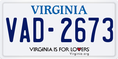 VA license plate VAD2673