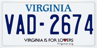 VA license plate VAD2674
