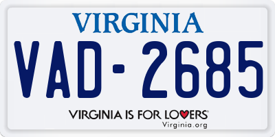 VA license plate VAD2685