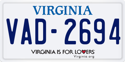 VA license plate VAD2694