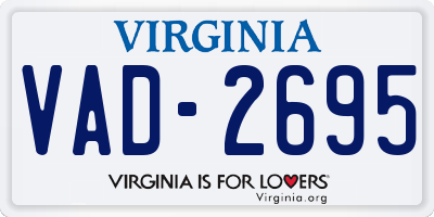 VA license plate VAD2695
