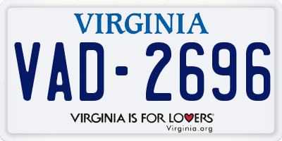 VA license plate VAD2696