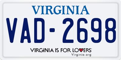 VA license plate VAD2698