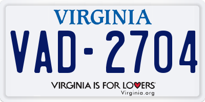 VA license plate VAD2704