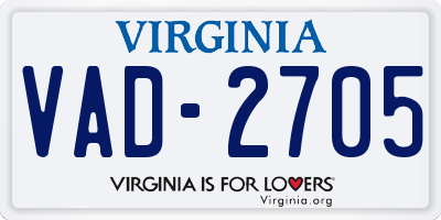 VA license plate VAD2705