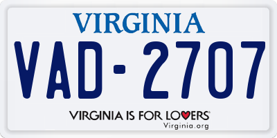 VA license plate VAD2707