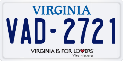 VA license plate VAD2721