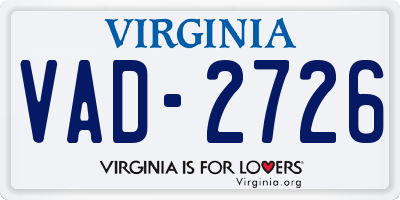 VA license plate VAD2726