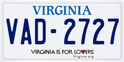 VA license plate VAD2727