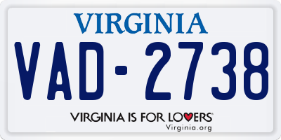 VA license plate VAD2738