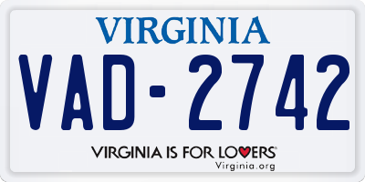 VA license plate VAD2742