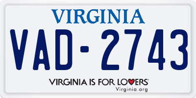 VA license plate VAD2743
