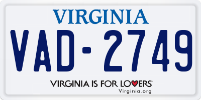 VA license plate VAD2749