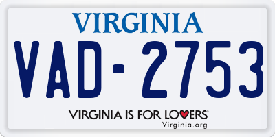VA license plate VAD2753