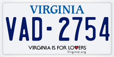 VA license plate VAD2754