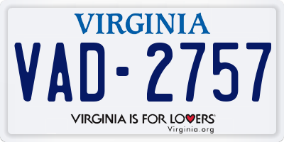 VA license plate VAD2757