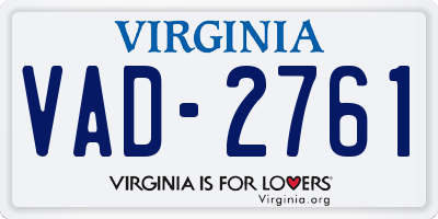 VA license plate VAD2761