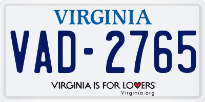 VA license plate VAD2765