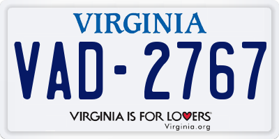 VA license plate VAD2767