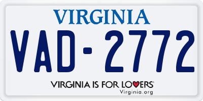 VA license plate VAD2772