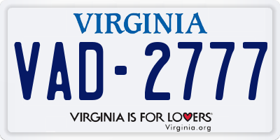 VA license plate VAD2777