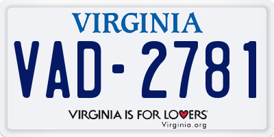 VA license plate VAD2781