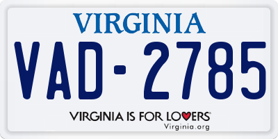 VA license plate VAD2785
