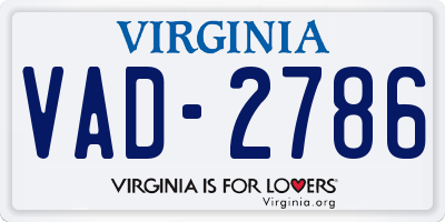 VA license plate VAD2786