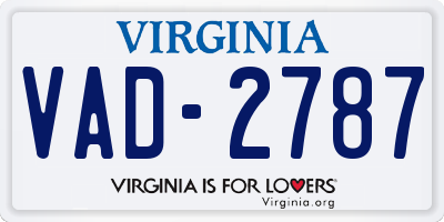 VA license plate VAD2787